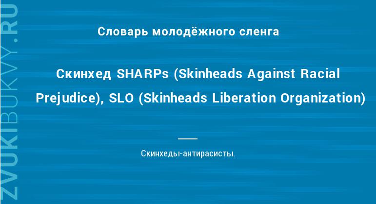 Значение слова Скинхед SHARPs (Skinheads Against Racial Prejudice), SLO (Skinheads Liberation Organization)