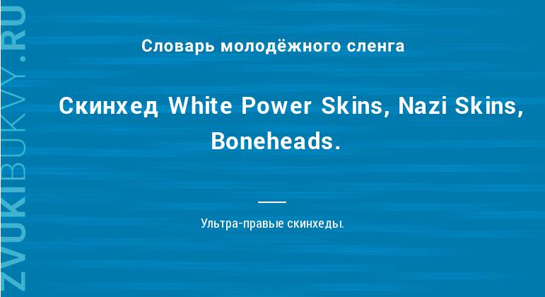 Значение слова Скинхед White Power Skins, Nazi Skins, Boneheads.